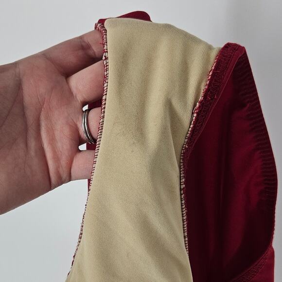 Miraclesuit Red Gathered V Neck One Piece Swimsuit 10 - Picture 5 of 12